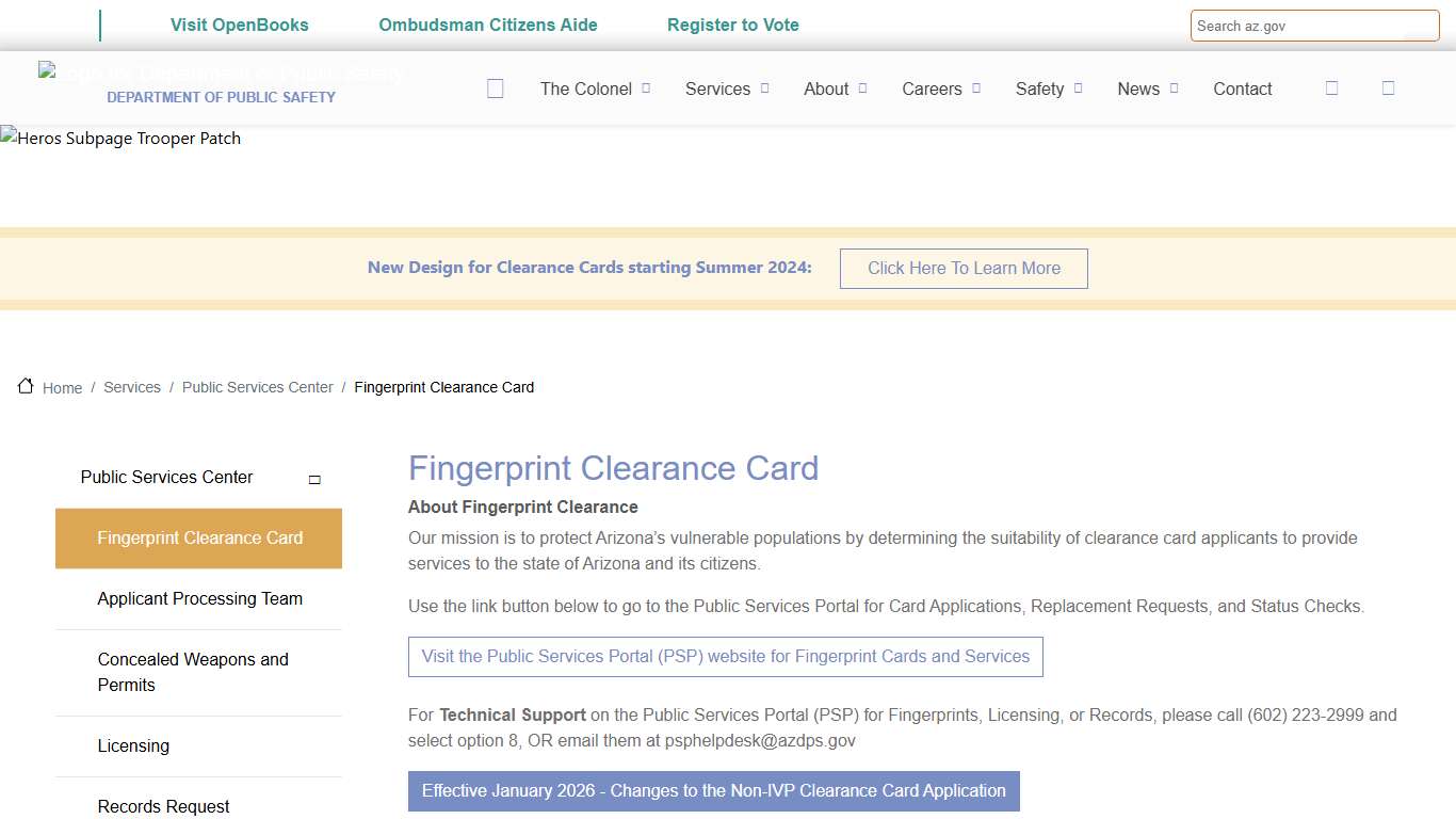 Fingerprint Clearance Card | Department of Public Safety